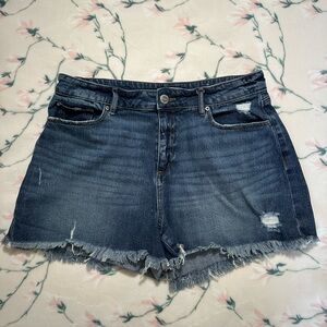 LOFT The High Waist Cut Off Denim Shorts